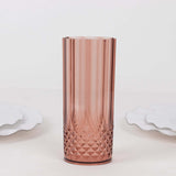 6 Pack 14oz Dusty Rose Crystal Cut Reusable Plastic Cocktail Tumbler Cups