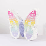 Expandable White Lilac Paper Butterfly Pinata Hanging Decor with Pastel Colored Wings, Fairy Themed