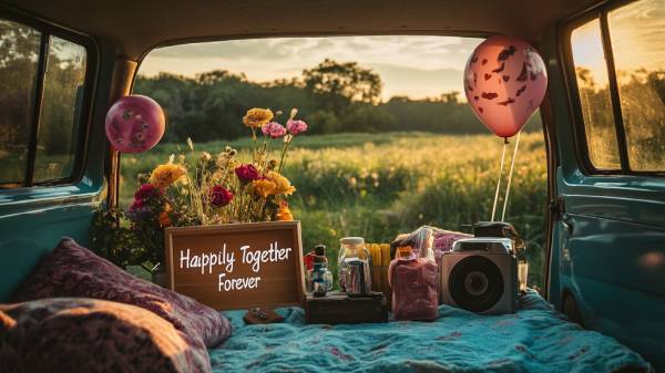 anniversary date decor ideas- road trip