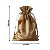 12 Pack | 6inch x 9inch Antique Gold Satin Wedding Party Favor Bags, Drawstring Pouch Gift Bags