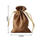 12 Pack | 4x6inch Antique Gold Satin Drawstring Wedding Party Favor Gift Bags