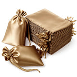 60 Pack 6x9inch Antique Gold Satin Wedding Party Favor Bags, Drawstring Pouch Gift Bags