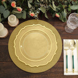 20 Pack | 13inch Gold Glitter Round Disposable Dining Placemats, Decorative Paper Table Mats