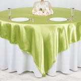 90"x90" Apple Green Satin Square Table Overlay