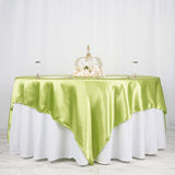 90"x90" Apple Green Satin Square Table Overlay