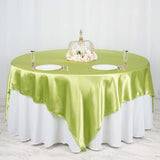 90"x90" Apple Green Satin Square Table Overlay