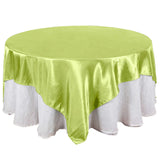 90"x90" Apple Green Satin Square Table Overlay