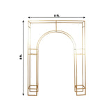 8ft Heavy Duty Gold Metal Rectangular Wedding Arch in Arc de Triomphe Style, 3D Floral Balloon Frame