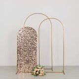 5ft Sparkly Rose Gold Big Payette Sequin Fitted Wedding Arch Cover for Round Top Chiara Backdrop