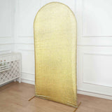 7ft Champagne Shimmer Tinsel Spandex Chiara Backdrop Stand Cover For Fitted Round Top Wedding Arch