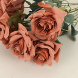 2 Bouquets 17inch Terracotta (Rust) Real Touch Artificial Silk Rose Flower Bushes