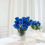 12 Bushes | Royal Blue Artificial Premium Silk Flower Rose Bud Bouquets