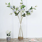 2 Stems | 38inch Tall Silver Artificial Silk Rose Flower Bouquet Bushes