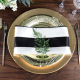 5 Pack | Black & White Striped Satin Cloth Dinner Napkins | 20x20Inch