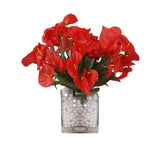 12 Bushes | Red Artificial Silk Mini Calla Lily Flowers, Faux Lilies