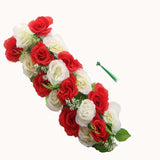 6 Pack Red Ivory Silk Rose Flower Panel Table Runner, Artificial Floral Arrangements#whtbkgd