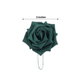 24 Roses | 2inch Hunter Emerald Green Artificial Foam Flowers With Stem Wire and Leaves