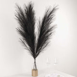 3 Stems | 44inch Black Artificial Pampas Grass Plant Sprays, Faux Branches Vase Flower Arrangement