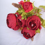 2 Pack | 19inch Burgundy Artificial Peony Flower Wedding Bouquets