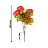 2 Pack | 19inch Burgundy / Dusty Rose Artificial Peony Flower Wedding Bouquets, Flower Arrangements