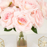 2 Bushes | 17inch Blush Rose Gold Premium Silk Jumbo Rose Flower Bouquet, Floral Arrangements