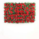 3 Sq ft. | Easy-Install Red Silk Rose Flower Mat Wall Panel Backdrop