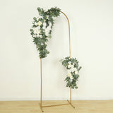 Set of 2 White Silk Rose Wedding Arch Flowers with Eucalyptus Leaves