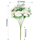 2 Bushes | Ivory / Blue Artificial Silk Dahlia Flower Bouquet Spray