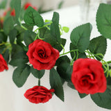 6ft | 20 Red Artificial Silk Roses Flower Garland, Hanging Vine