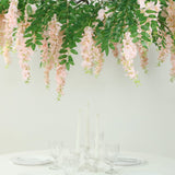 Blush Artificial Silk Wisteria Vine Round Hanging Canopy, Draping Garland Flower