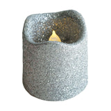 12 Pack | Silver Glitter Flameless Candles LED | Battery Operated Votive Candles #whtbkgd