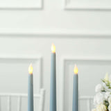 3 Pack | 11inch Dusty Blue Unscented Flickering Flameless LED Taper Candles