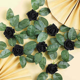 24 Roses | 2inch Black Artificial Foam Flowers With Stem Wire and Leaves
