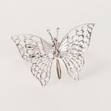 4 Pack | Silver Metal Butterfly Napkin Rings, Decorative Laser Cut Cloth Napkin Holders