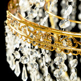 2ft Empire Style Beaded Crystal Chandelier with Gold Ornate Metal Frame, Adjustable Hanging