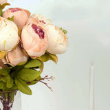 2 Pack | 19inch Cream / Blush Rose Gold Artificial Peony Flower Wedding Bouquets Arrangements