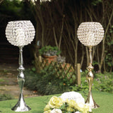 30inch Silver Metal Acrylic Crystal Goblet Candle Holder, Flower Ball Stand