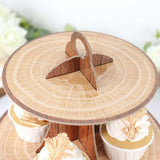 14inch 3-Tier Natural Wood Plank Print Cardboard Cupcake Dessert Stand. Disposable Treat Tower