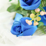 3 Pack | 13inch Royal Blue Real Touch Silk Rose Bud Flower Bridal Bouquets