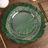 6 Pack 13inch Hunter Emerald Green Round Reef Acrylic Plastic Charger Plates, Dinner Charger Plates