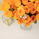 12 Bushes | Orange Artificial Premium Silk Flower Rose Bud Bouquets
