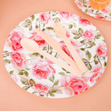 25 Pack | Rose 9inch Flower Bouquet Design Premium Dinner Paper Plates - 300 GSM