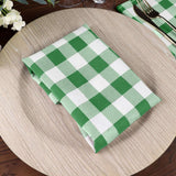 5 Pack | Green/White Buffalo Plaid Cloth Dinner Napkins, Gingham Style | 15x15Inch