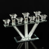 12inch Crystal Glass Candelabra With Crystal Filler 7-Branch Taper Candle Stick Holder Stand