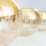 4inch Gold Foiled Crackle Glass Bud Vase Table Centerpiece, Bubble Bowl Round Flower Vase