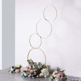 5Ft | 4-Tiered Gold Hoop Pillar Flower Stand, Metal Wedding Arch Table Centerpiece - Hoop Wreath