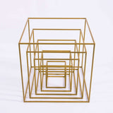 2 Pack | 8inch Square Gold Metal Frame Wedding Flower Stands, Geometric Centerpieces