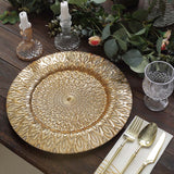 6 Pack | 13inch Gold Embossed Peacock Design Disposable Charger Plates, Round Serving Plates