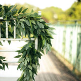 4ft | Real Touch Green Artificial Willow and Frond Leaves Garland Vine