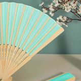 5 Pack Mint Asian Silk Folding Fans Party Favors, Oriental Folding Fan Favors